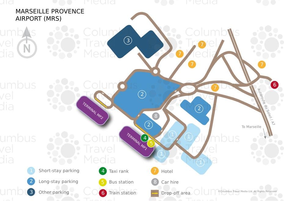 Het vliegveld van Marseille mp2 kaart