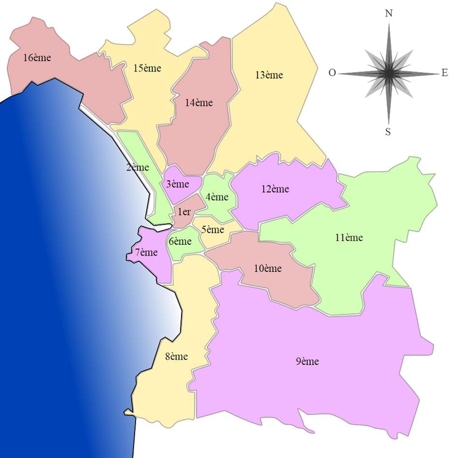 kaart van Marseille arrondissement