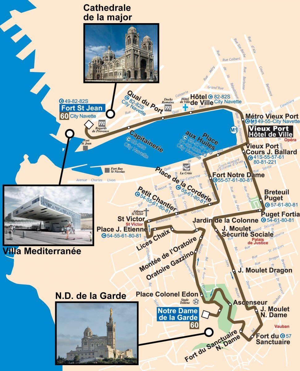 kaart van Marseille bus 60 kaart