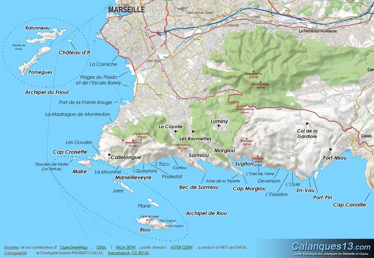 geografische kaart van Marseille