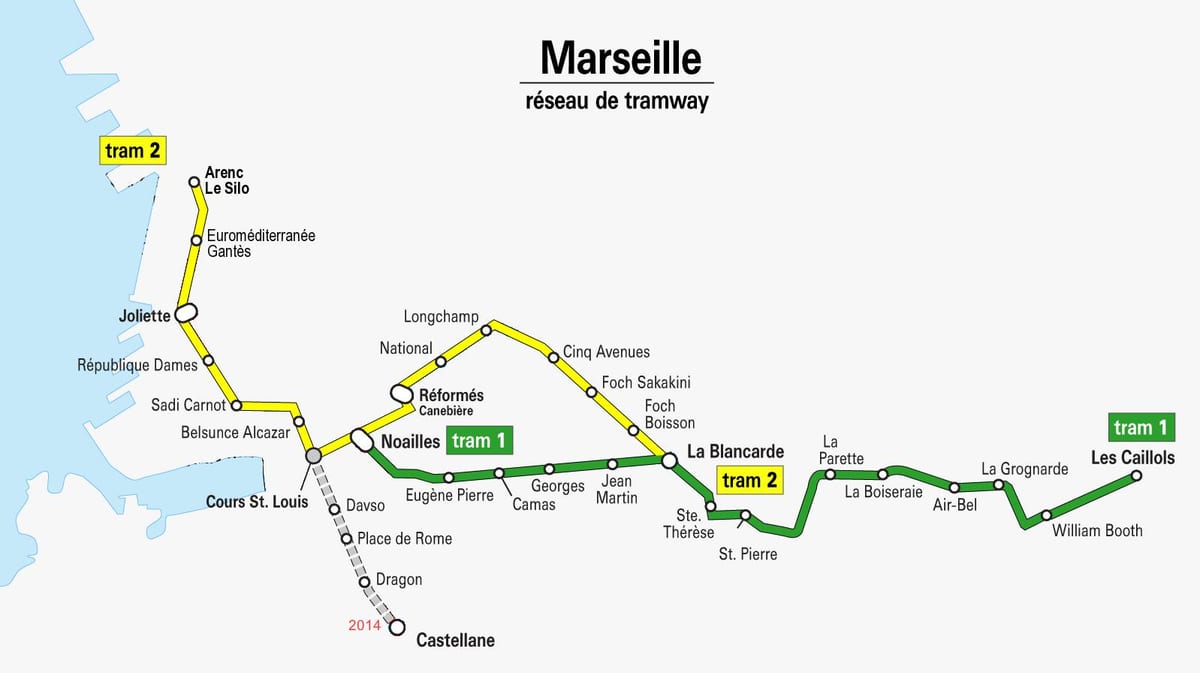 kaart van Marseille tram