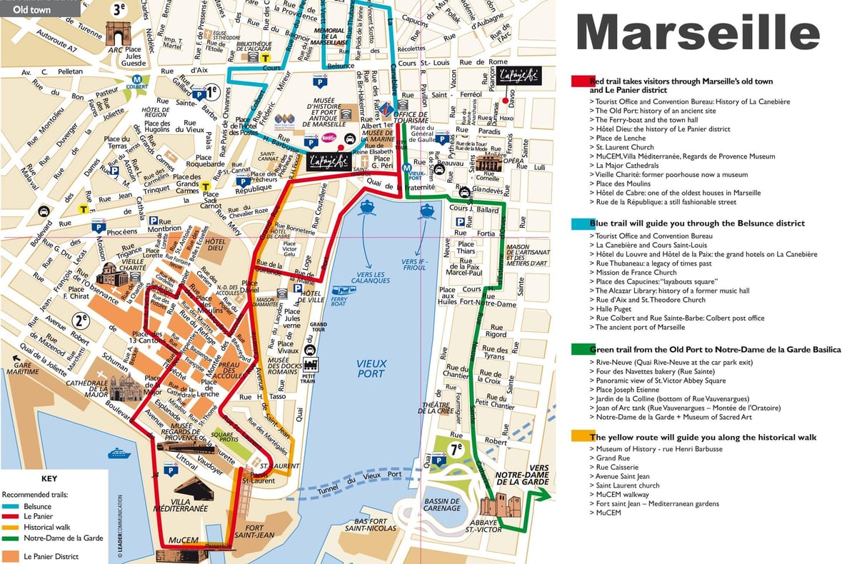 kaart van Marseille walking tour