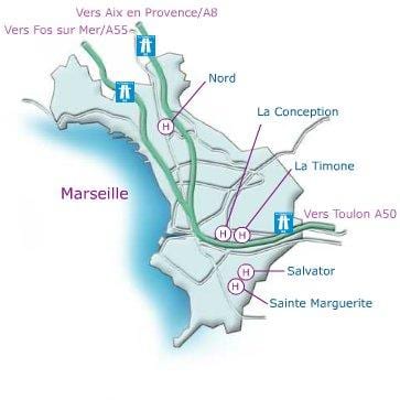 kaart van Marseille ziekenhuis