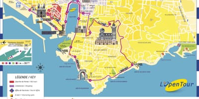 Marseille hop-on-hop-off bus route kaart