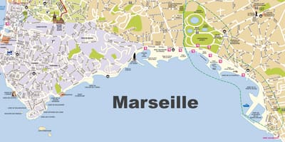 Marseille stranden kaart
