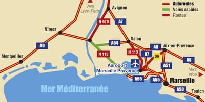 Kaart van Marseille snelweg