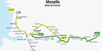 Kaart van Marseille tram