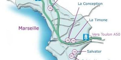 Kaart van Marseille ziekenhuis